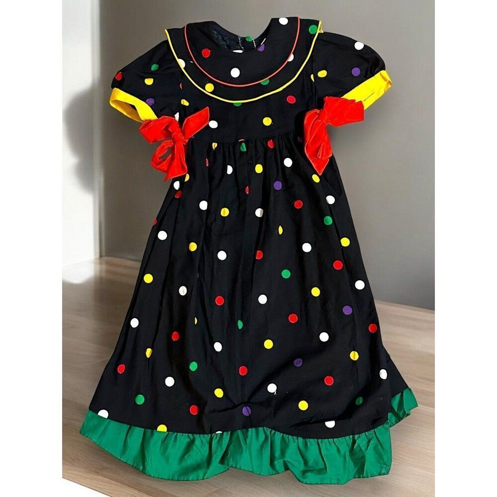 Vintage Colorful Polka Dot Sarah Kent Dress Sz 6